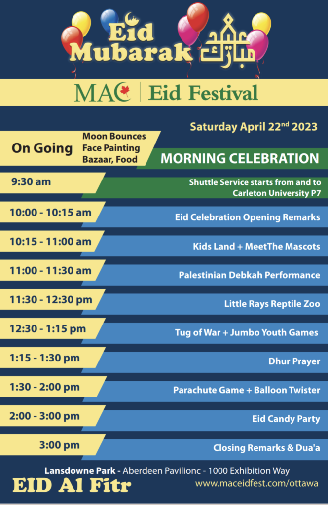 Schedule Ottawa Eid Festival